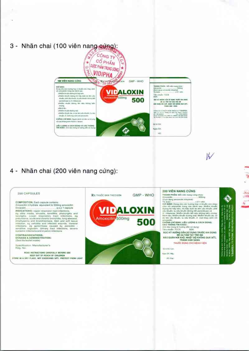 thông tin, cách dùng, giá thuốc Vidaloxin 500 - ảnh 2