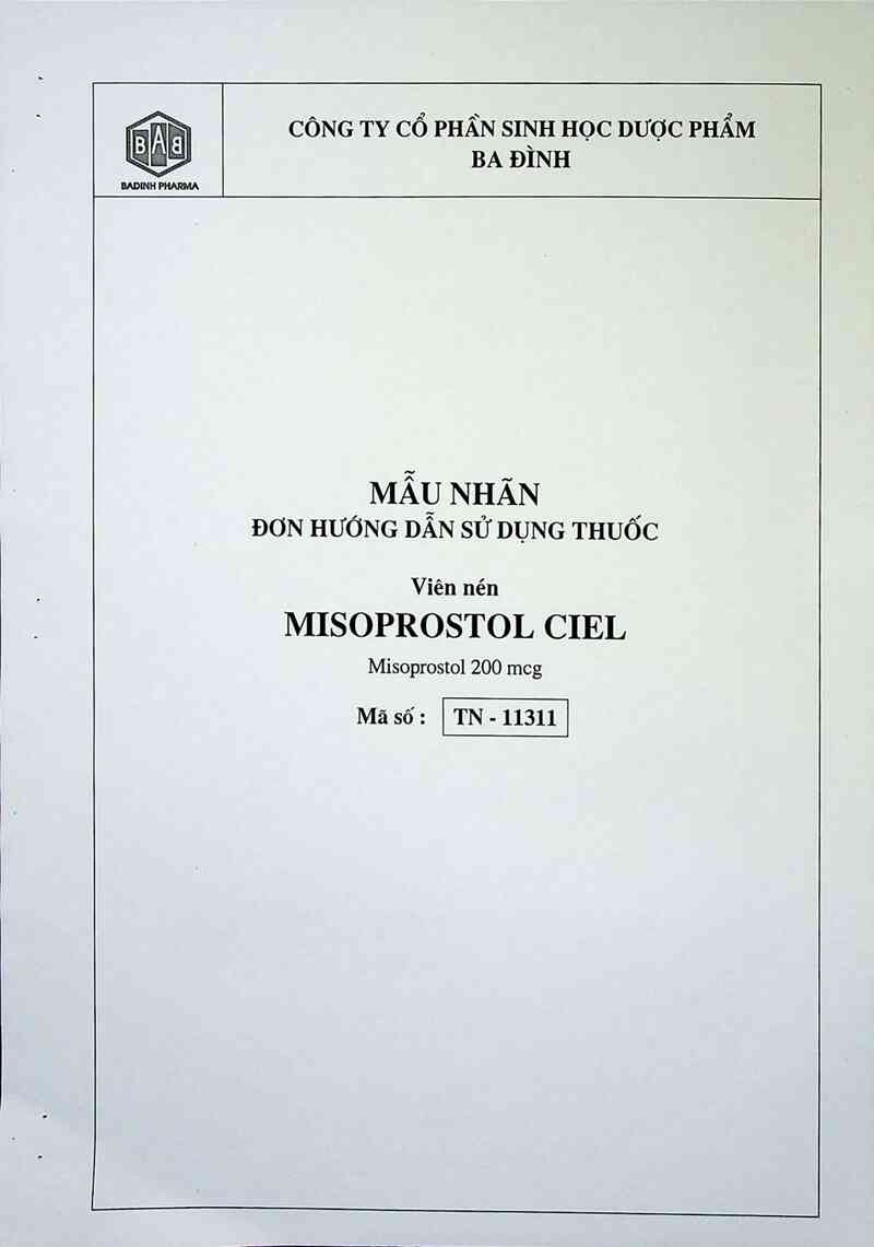 thông tin, cách dùng, giá thuốc Misoprostol Ciel - ảnh 1