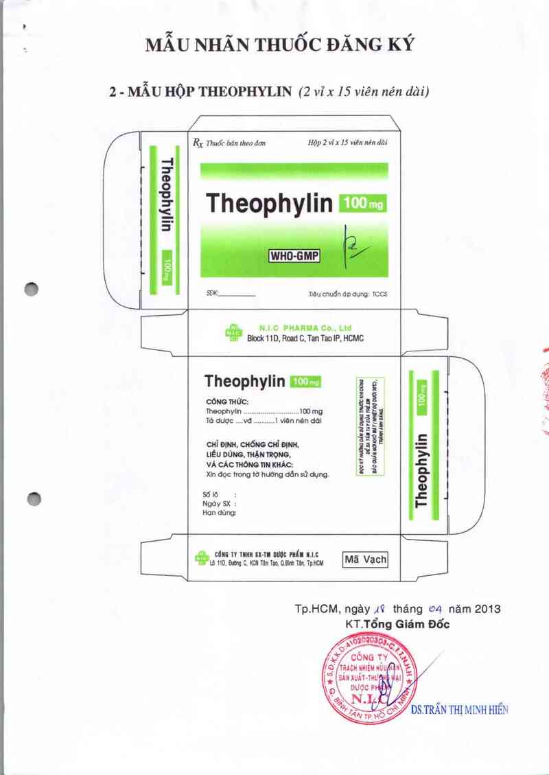 thông tin, cách dùng, giá thuốc Theophylin 100 mg - ảnh 1