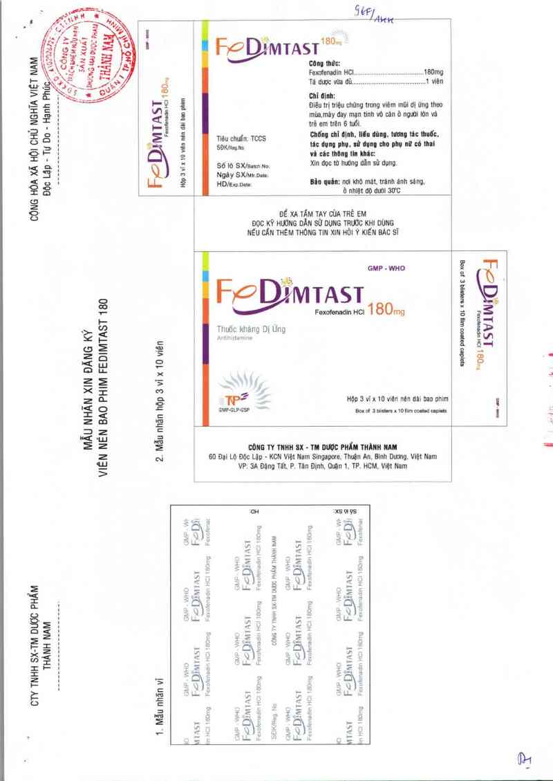 thông tin, cách dùng, giá thuốc Fedimtast - ảnh 1