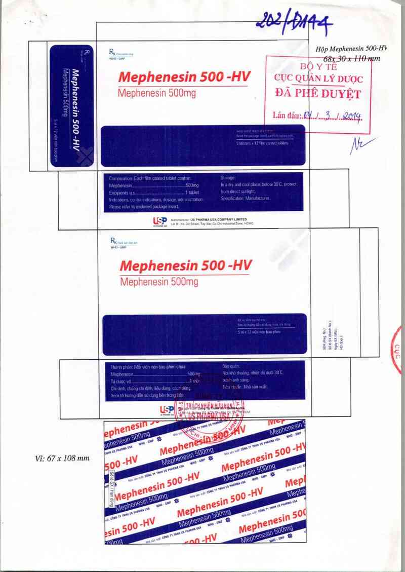 thông tin, cách dùng, giá thuốc Mephenesin 500-HV - ảnh 0