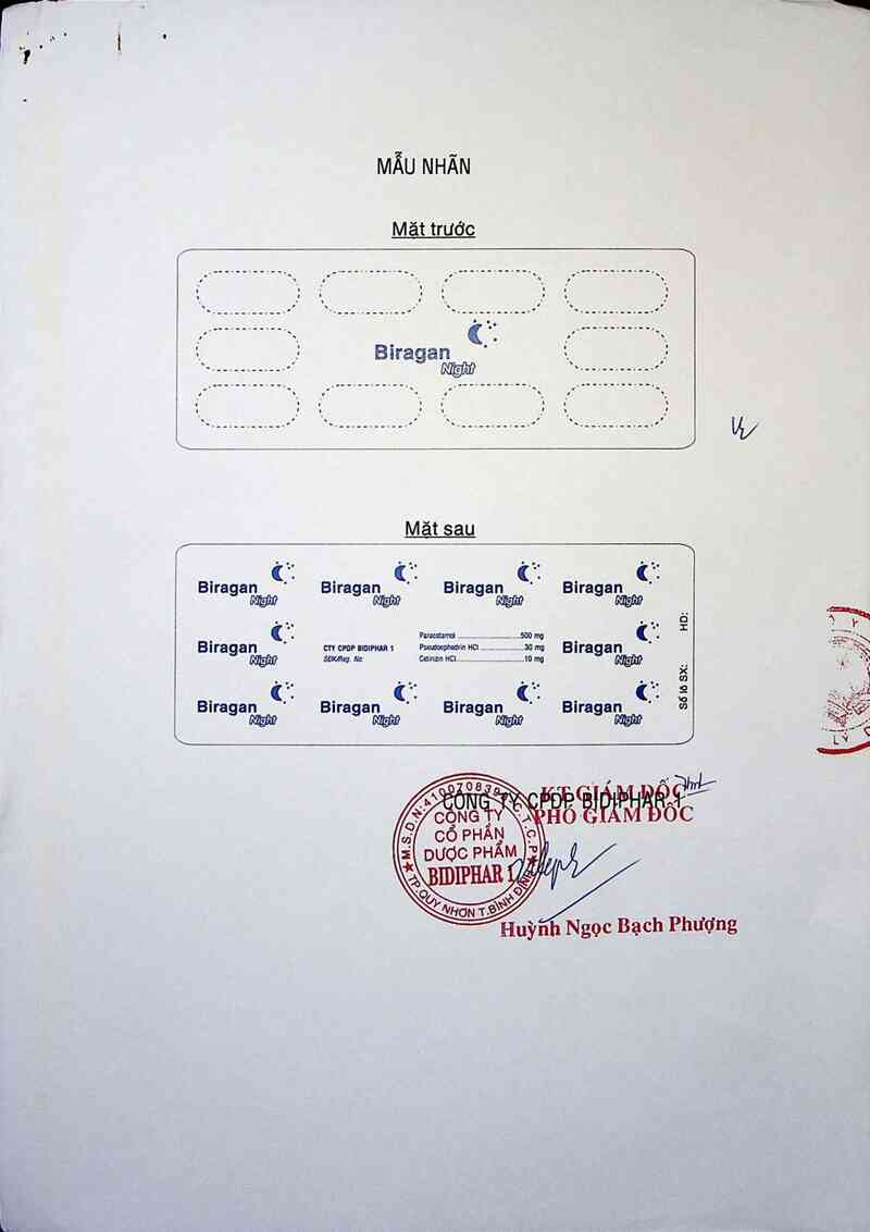 thông tin, cách dùng, giá thuốc Biragan night - ảnh 1