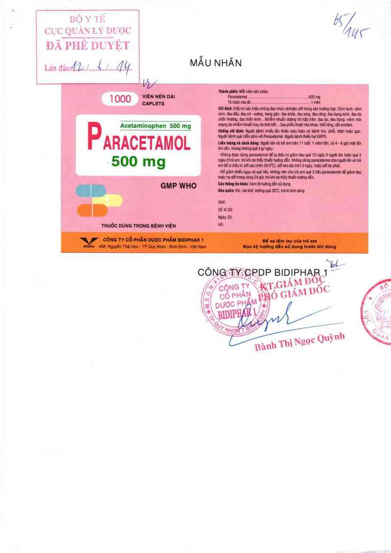 thông tin, cách dùng, giá thuốc Paracetamol 500mg - ảnh 0