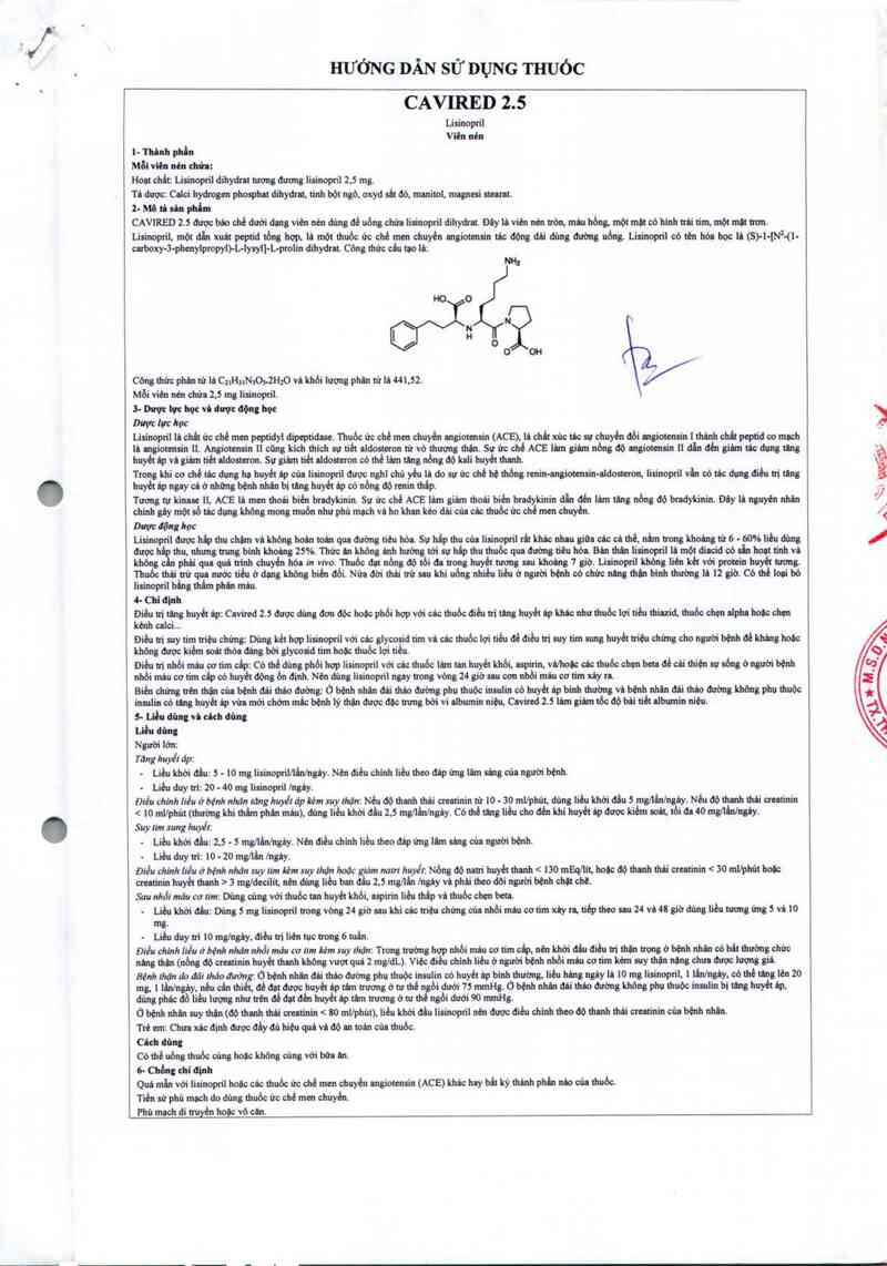 thông tin, cách dùng, giá thuốc Cavired 2.5 - ảnh 4