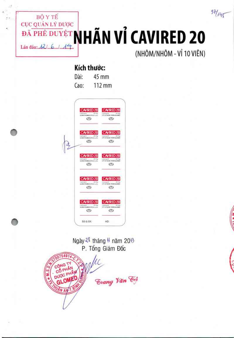 thông tin, cách dùng, giá thuốc Cavired 20 - ảnh 0