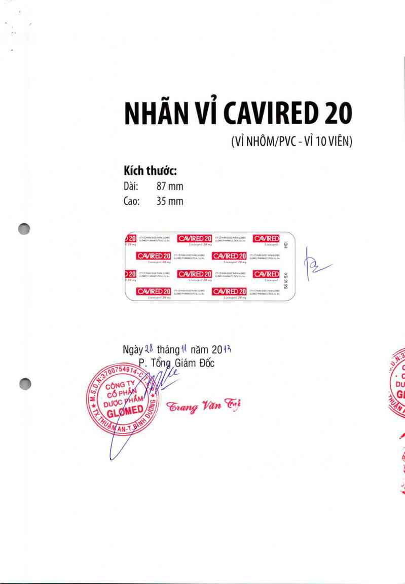thông tin, cách dùng, giá thuốc Cavired 20 - ảnh 1