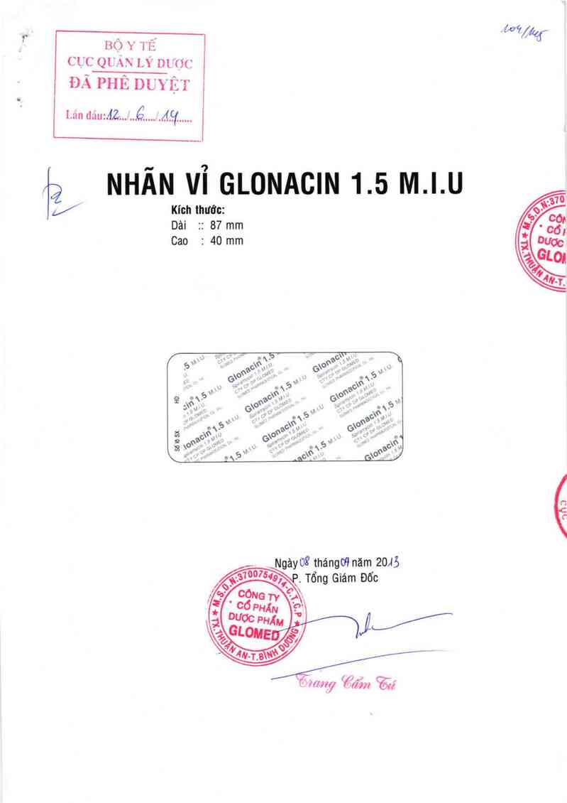 thông tin, cách dùng, giá thuốc Glonacin 1.5 M.I.U - ảnh 0