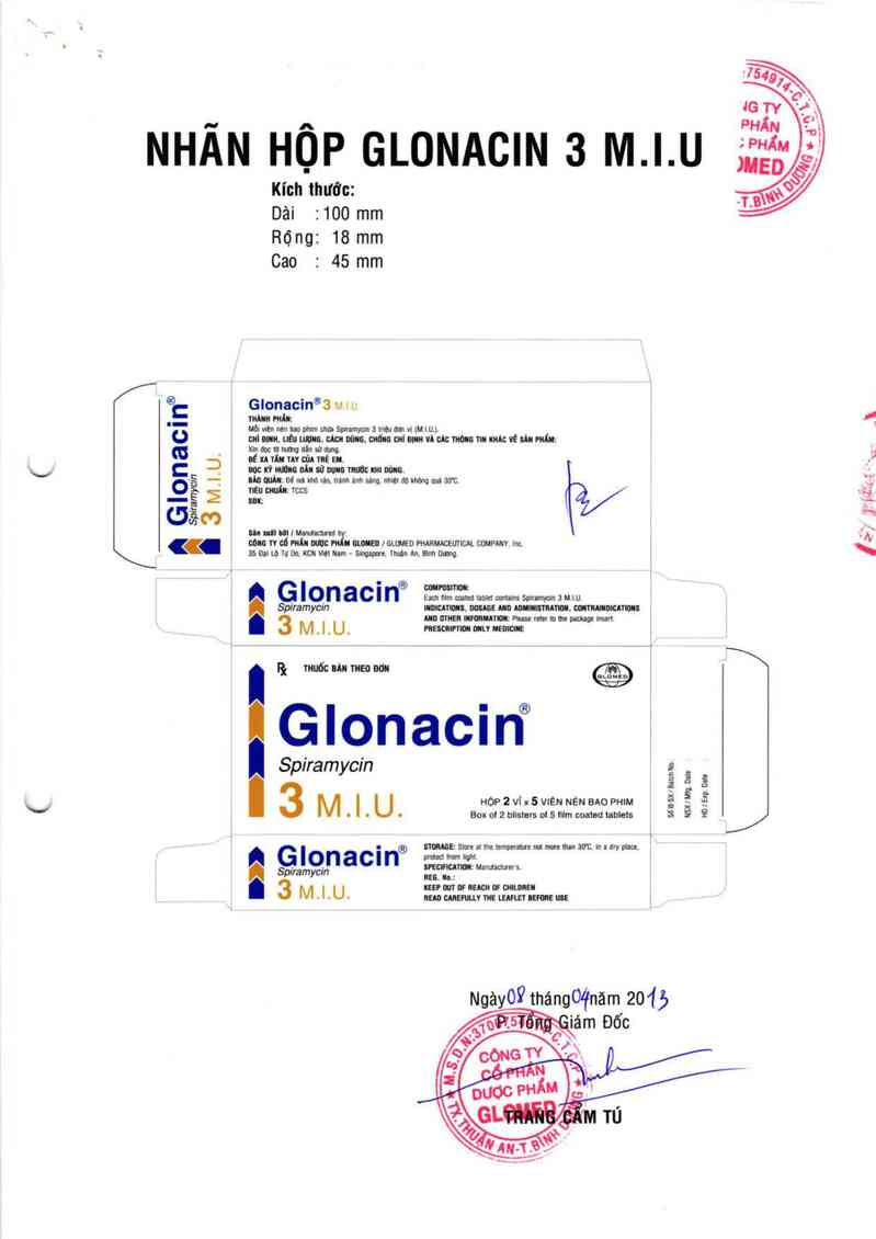 thông tin, cách dùng, giá thuốc Glonacin 3.0 M.I.U - ảnh 1