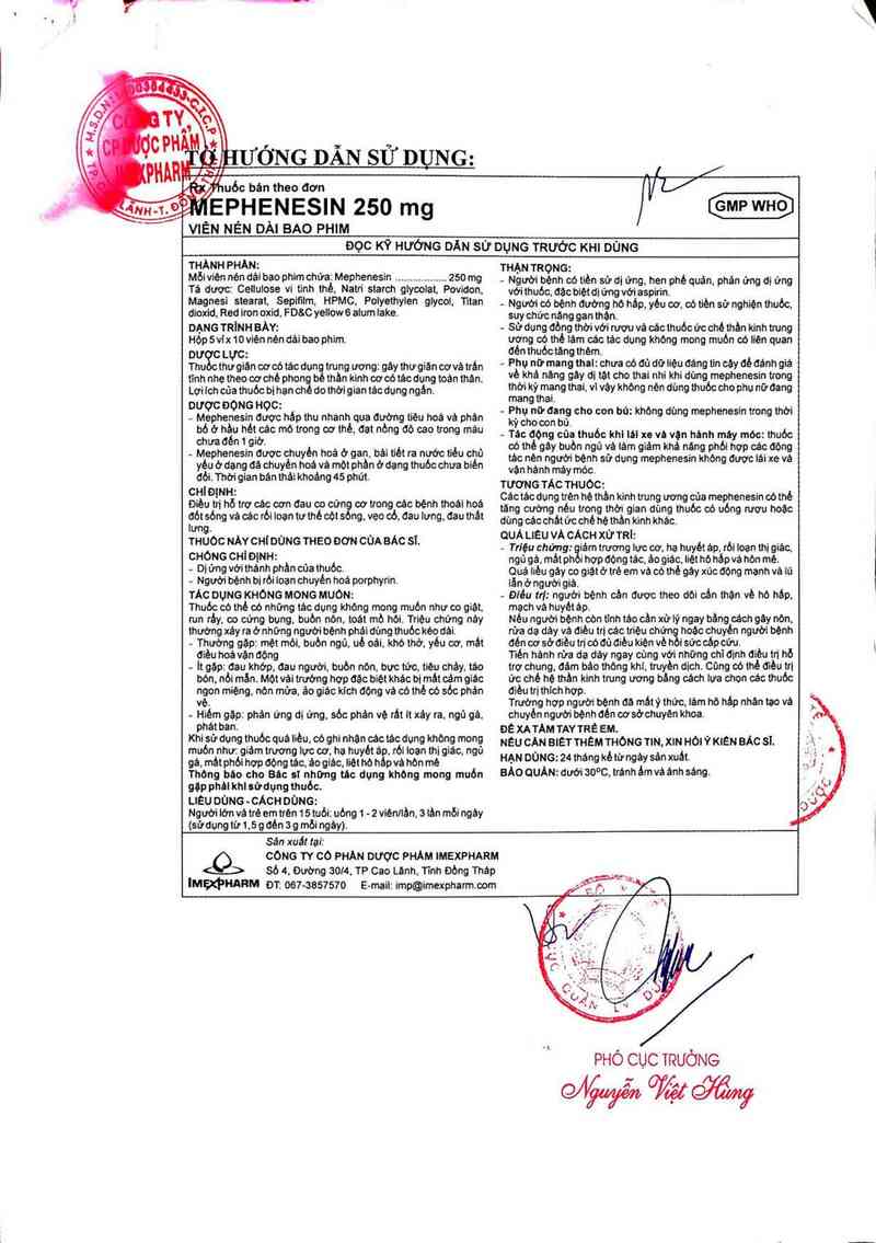 thông tin, cách dùng, giá thuốc Mephenesin 250 mg - ảnh 2