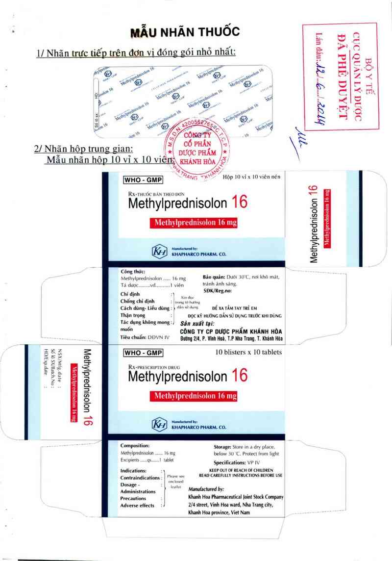 thông tin, cách dùng, giá thuốc Methylprednisolon 16 - ảnh 0