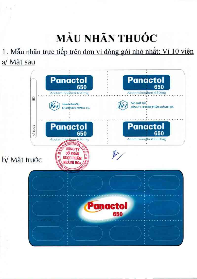 thông tin, cách dùng, giá thuốc Panactol 650 - ảnh 1