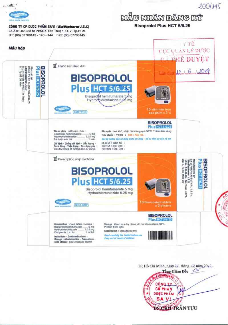 thông tin, cách dùng, giá thuốc Bisoprolol Plus HCT 5/6.25 - ảnh 0