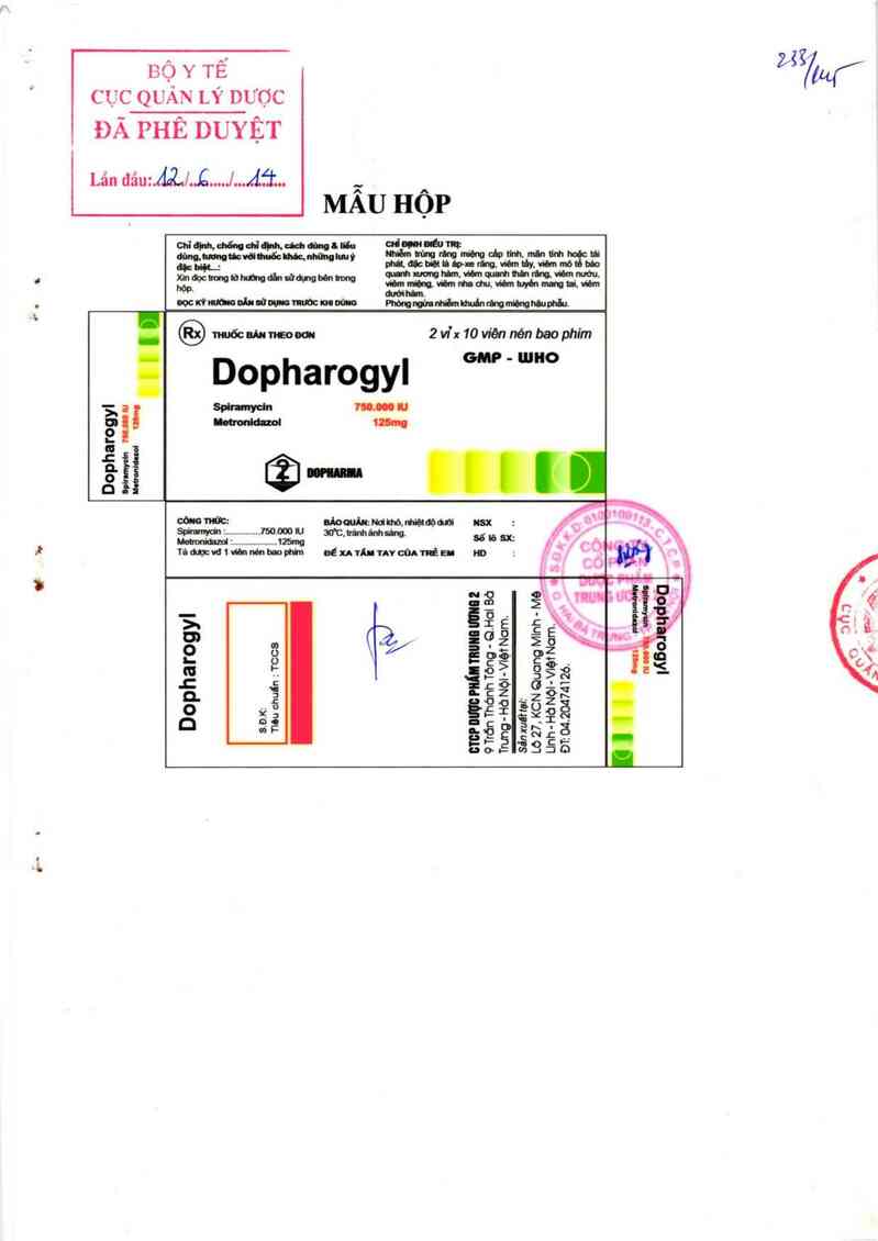 thông tin, cách dùng, giá thuốc Dopharogyl - ảnh 0