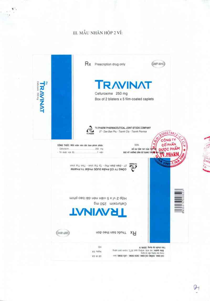 thông tin, cách dùng, giá thuốc Travinat 250mg - ảnh 1