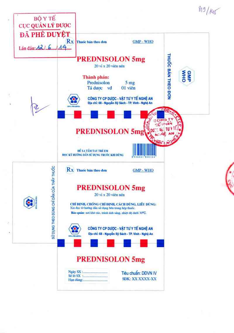 thông tin, cách dùng, giá thuốc Prednisolon 5 mg - ảnh 0