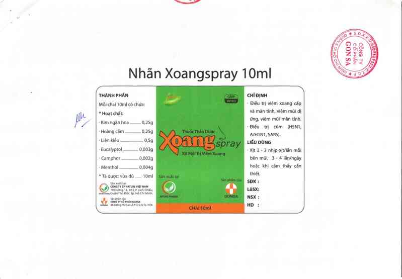 thông tin, cách dùng, giá thuốc Xoangspray - ảnh 1