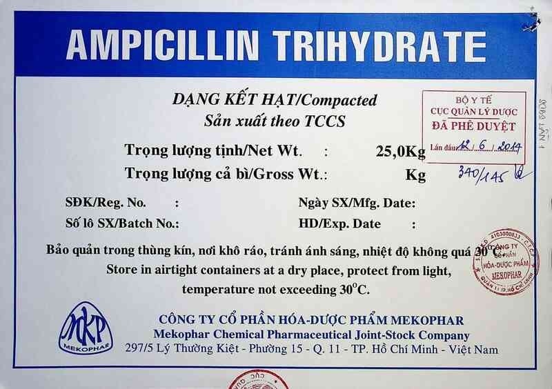 thông tin, cách dùng, giá thuốc Ampicillin trihydrat (dạng compacted) - ảnh 0