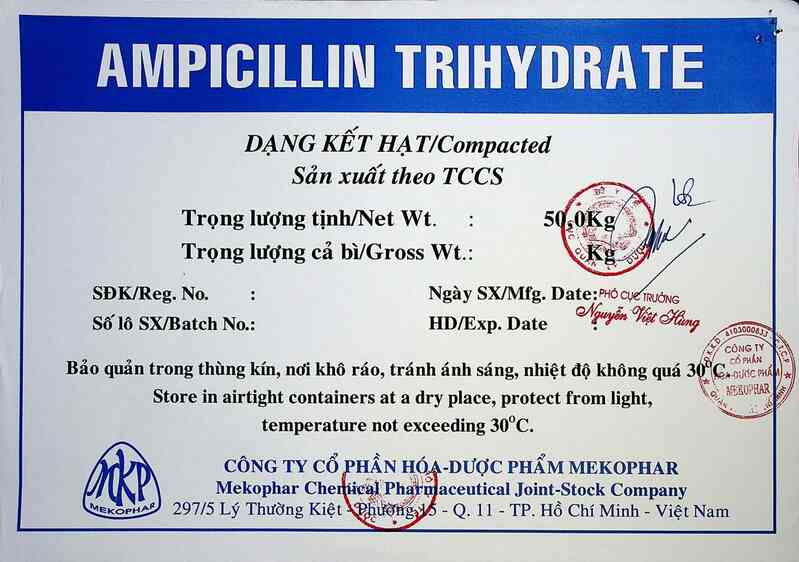 thông tin, cách dùng, giá thuốc Ampicillin trihydrat (dạng compacted) - ảnh 1