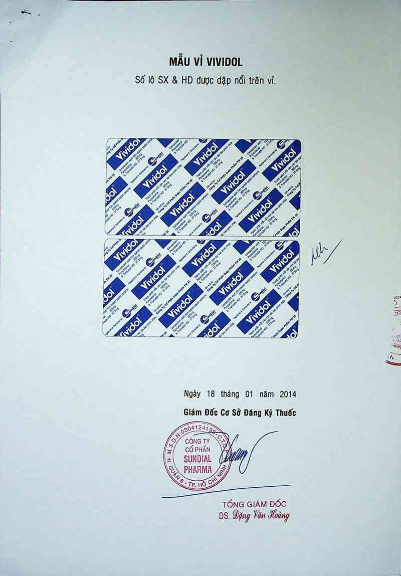 thông tin, cách dùng, giá thuốc Vividol - ảnh 1
