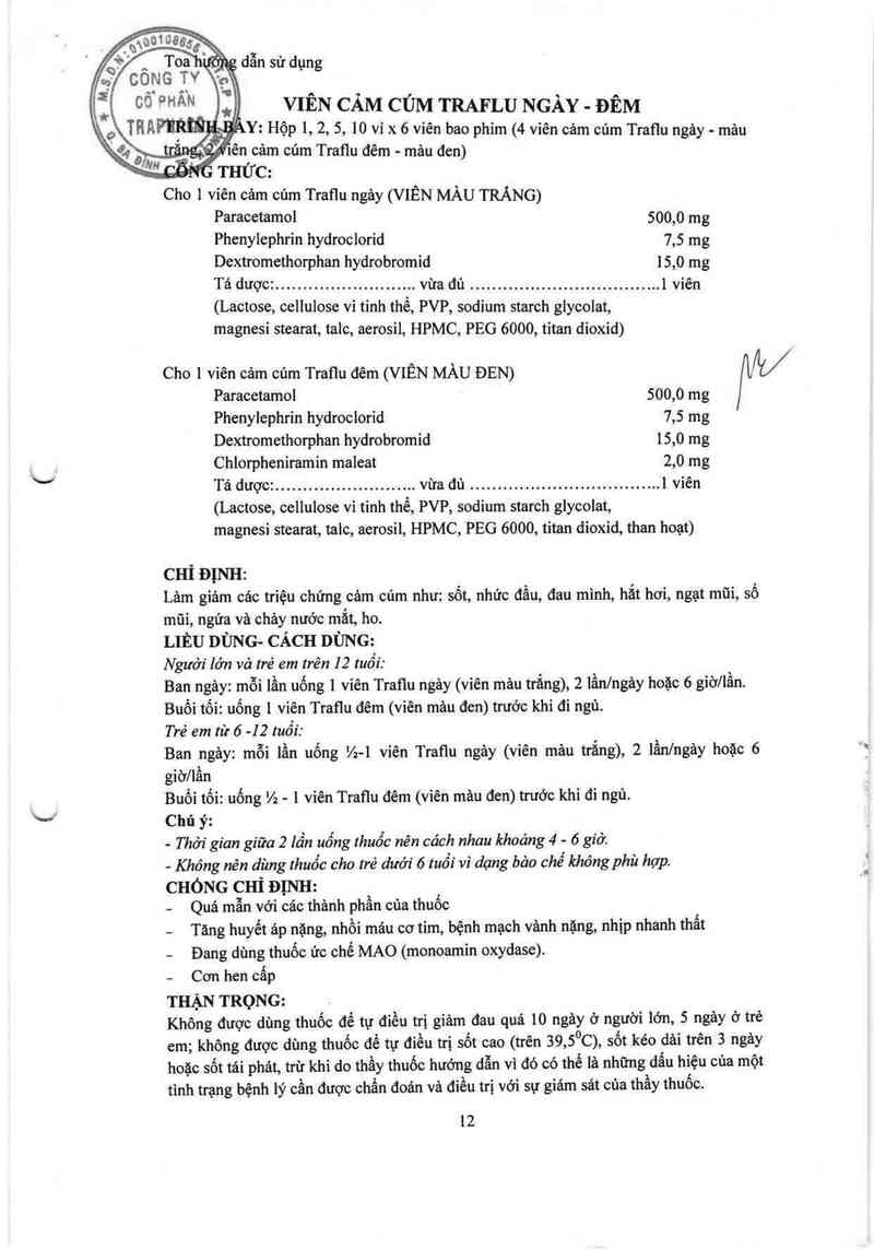 thông tin, cách dùng, giá thuốc Viên cảm cúm Traflu ngày - đêm - ảnh 4