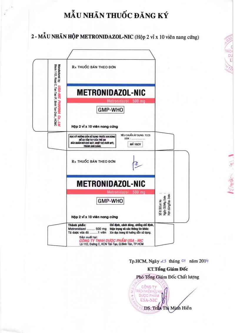 thông tin, cách dùng, giá thuốc Metronidazol - Nic - ảnh 1