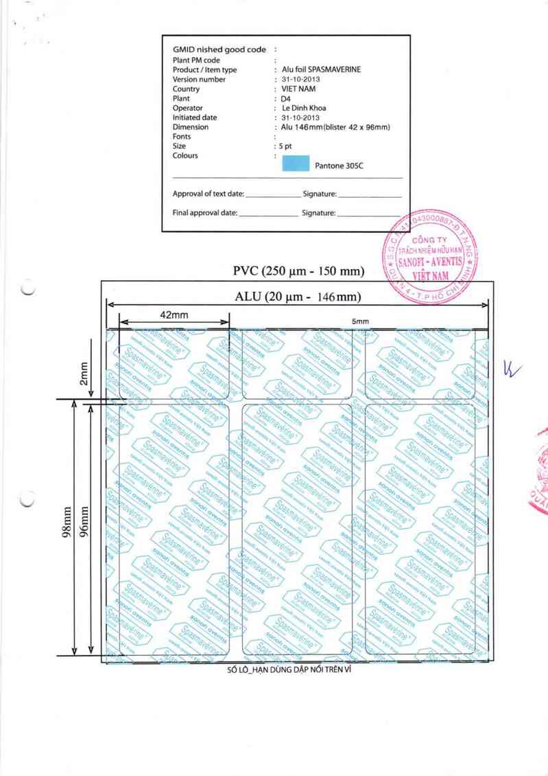 thông tin, cách dùng, giá thuốc Spasmaverine - ảnh 1