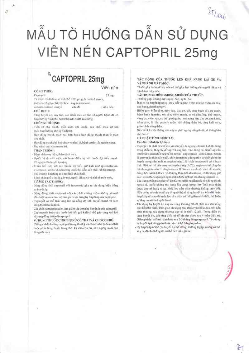 thông tin, cách dùng, giá thuốc Captopril 25mg - ảnh 3