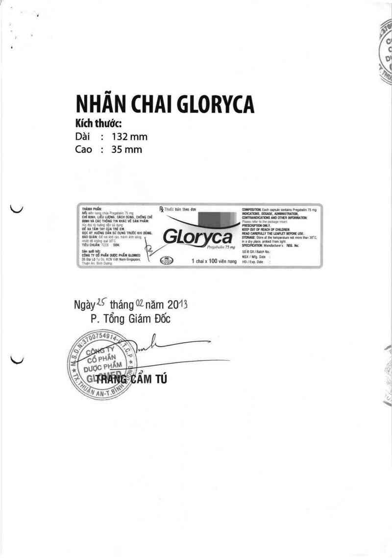 thông tin, cách dùng, giá thuốc Gloryca - ảnh 1