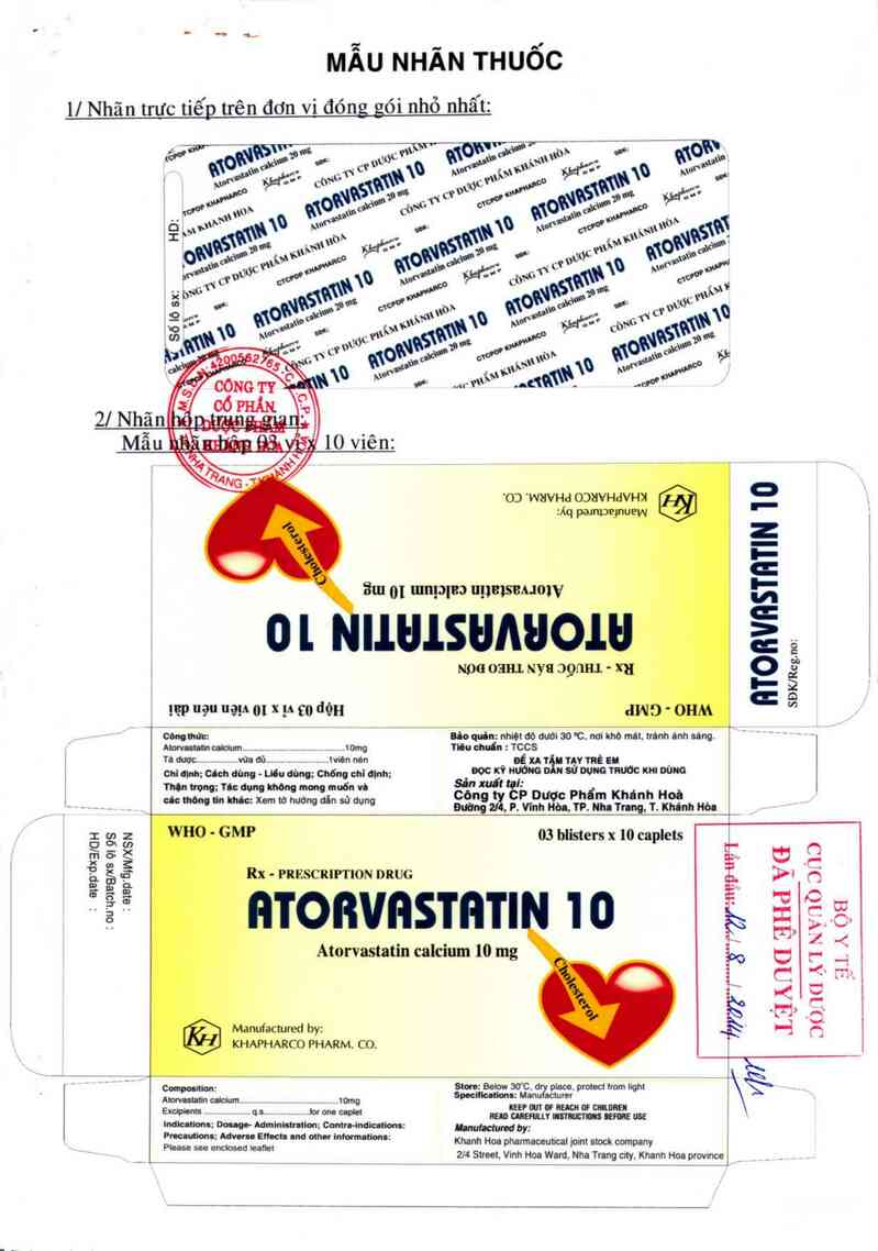 thông tin, cách dùng, giá thuốc Atorvastatin 10 - ảnh 0