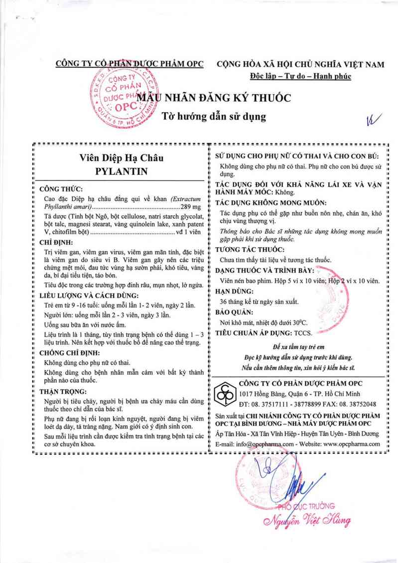 thông tin, cách dùng, giá thuốc Viên Diệp Hạ Châu PYLANTIN - ảnh 1