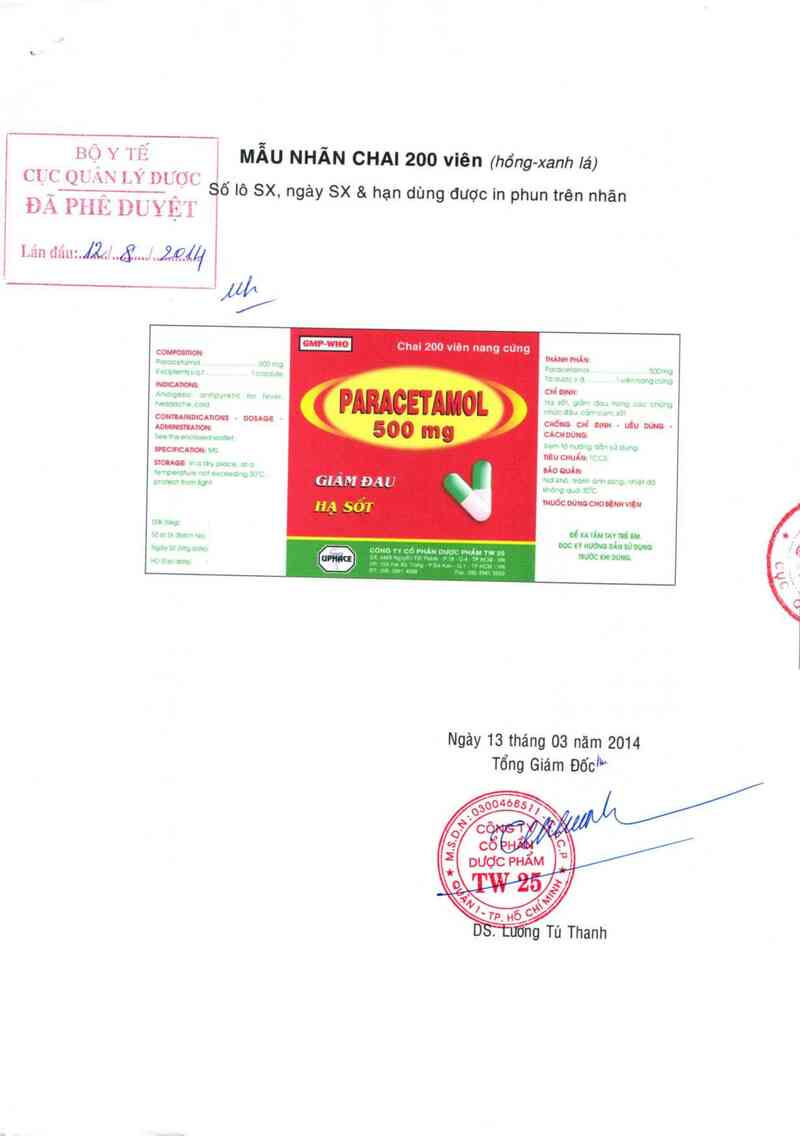 thông tin, cách dùng, giá thuốc Paracetamol 500 mg - ảnh 0