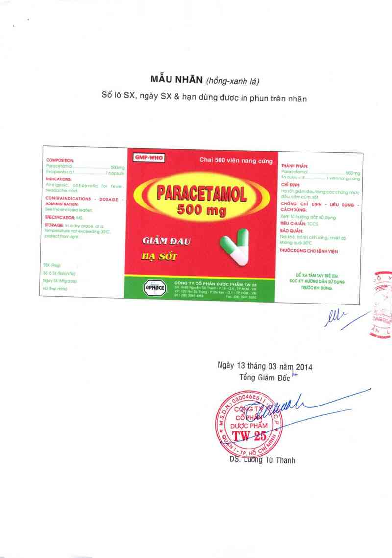 thông tin, cách dùng, giá thuốc Paracetamol 500 mg - ảnh 1