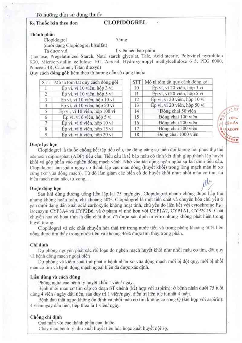 thông tin, cách dùng, giá thuốc Clopidogrel - ảnh 15