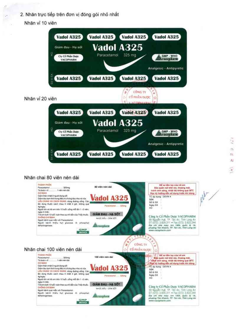 thông tin, cách dùng, giá thuốc Vadol A 325 - ảnh 8