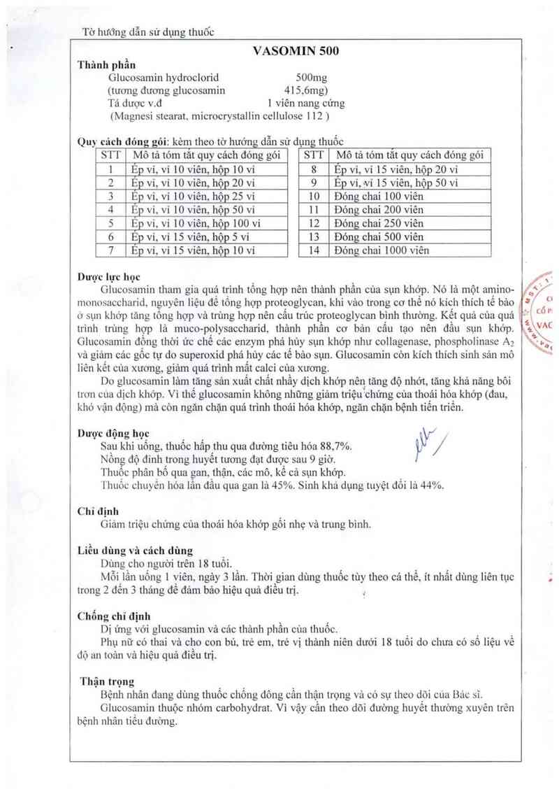 thông tin, cách dùng, giá thuốc Vasomin 500 - ảnh 11