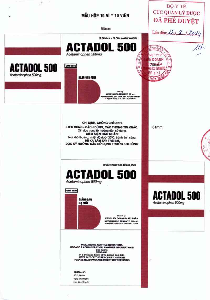 thông tin, cách dùng, giá thuốc Actadol 500 - ảnh 0