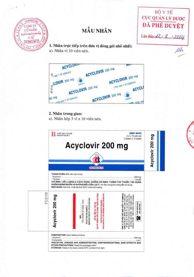 thông tin, cách dùng, giá thuốc Acyclovir  200 mg - ảnh 0