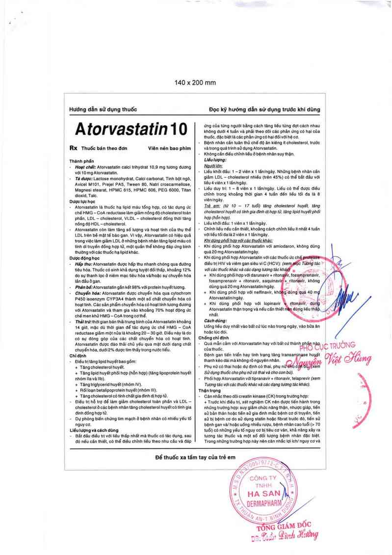 thông tin, cách dùng, giá thuốc Atorvastatin 10 - ảnh 3