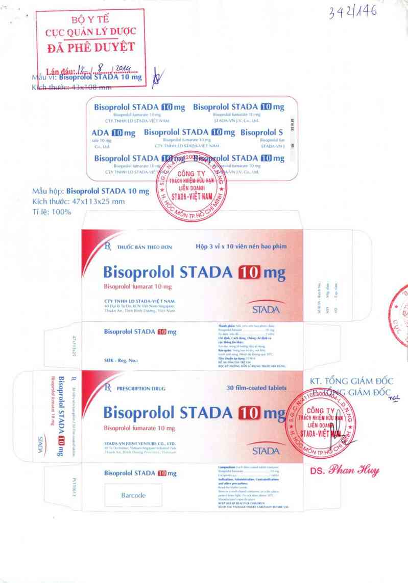 thông tin, cách dùng, giá thuốc Bisoprolol Stada 10 mg - ảnh 0