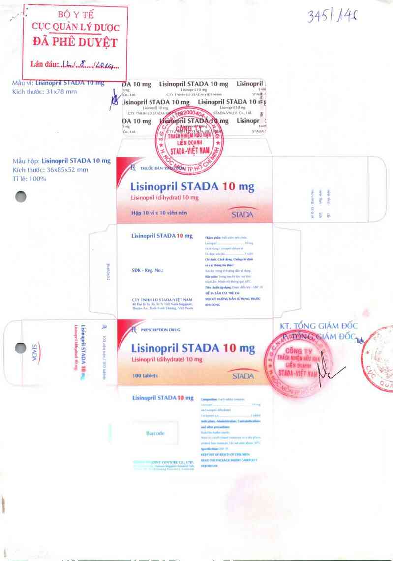 thông tin, cách dùng, giá thuốc Lisinopril Stada 10 mg - ảnh 0