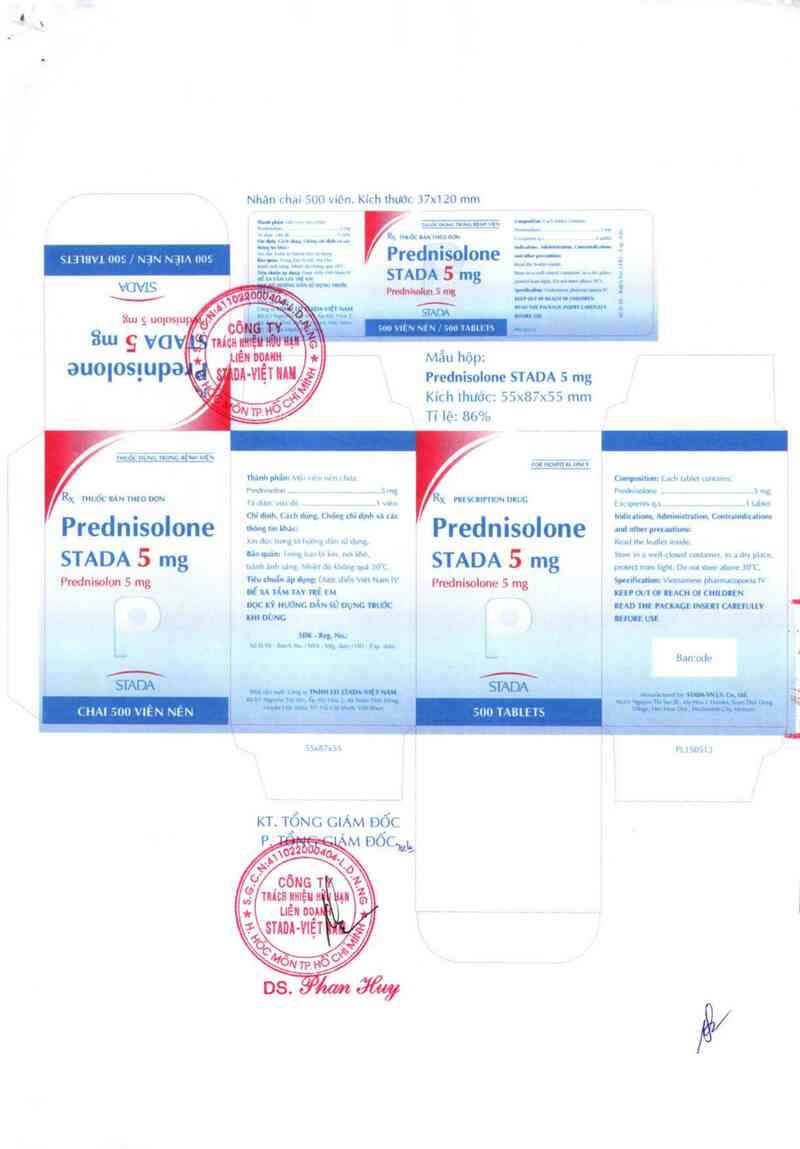 thông tin, cách dùng, giá thuốc Prednisolone Stada 5mg - ảnh 1