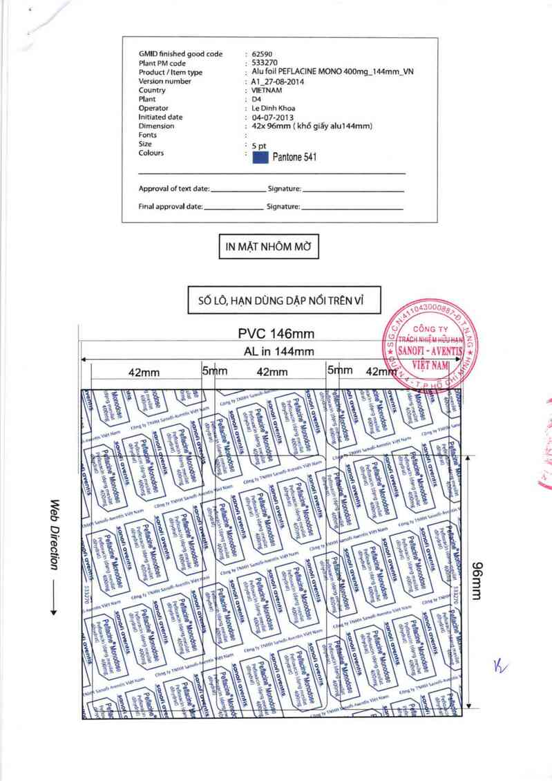 thông tin, cách dùng, giá thuốc Peflacine monodose - ảnh 1