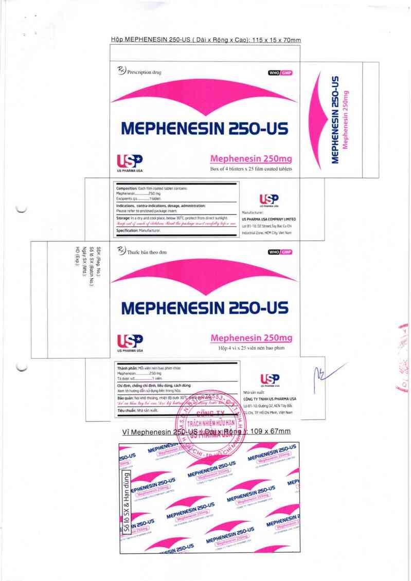 thông tin, cách dùng, giá thuốc Mephenesin 250 - US - ảnh 1