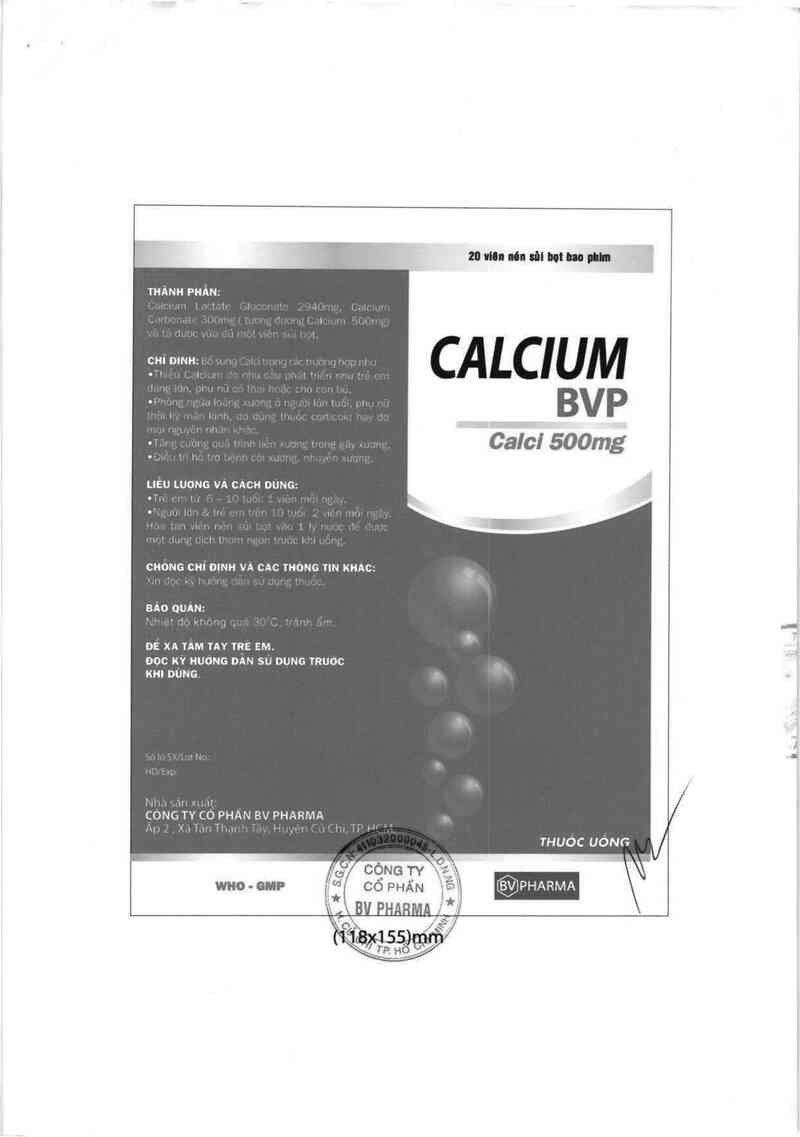 thông tin, cách dùng, giá thuốc Calcium - BVP - ảnh 2