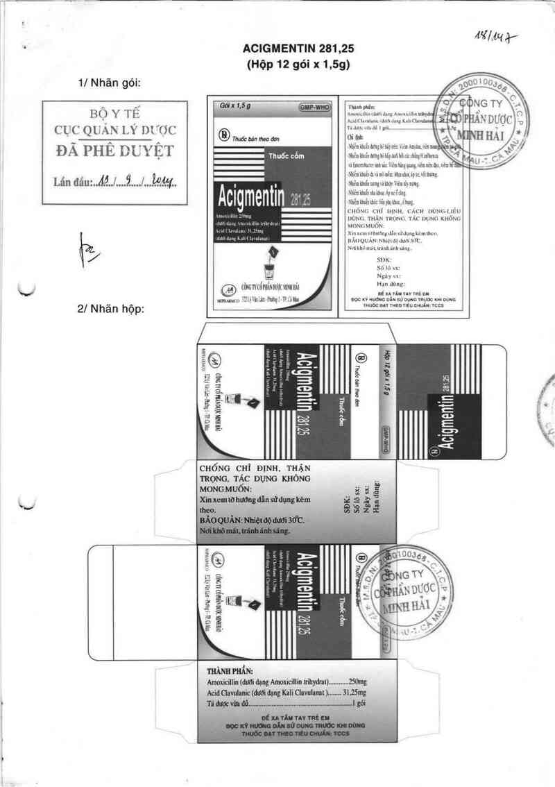 thông tin, cách dùng, giá thuốc Acigmentin 281,25 - ảnh 0