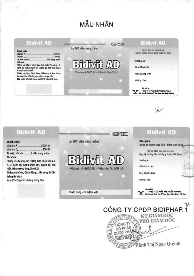 thông tin, cách dùng, giá thuốc Bidivit AD - ảnh 1