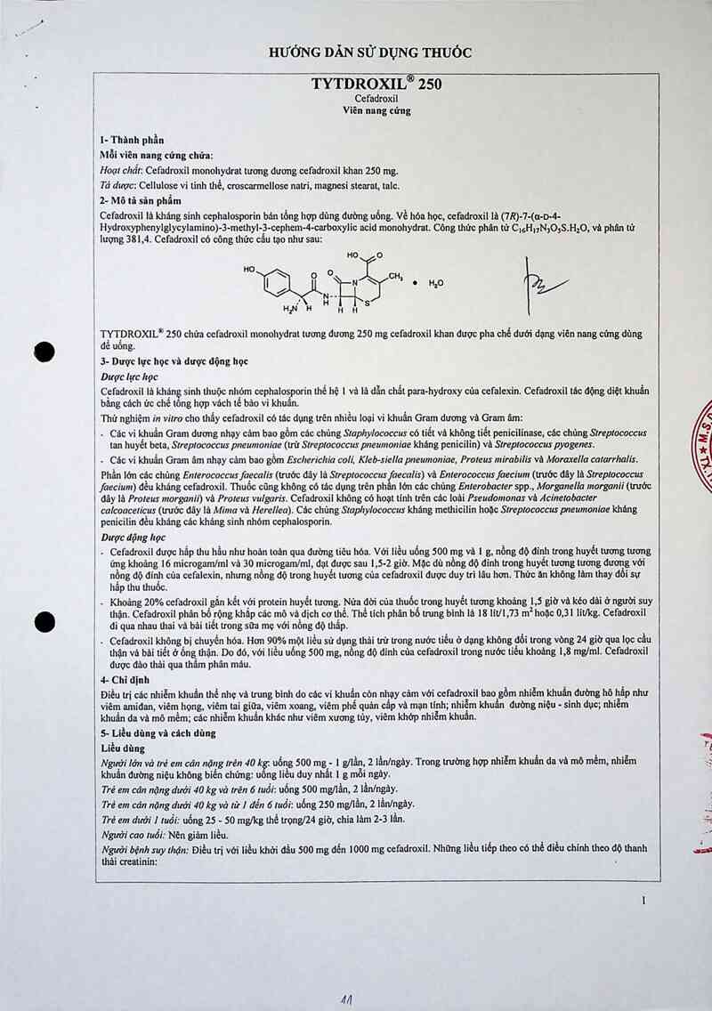 thông tin, cách dùng, giá thuốc Tytdroxil 250 - ảnh 4