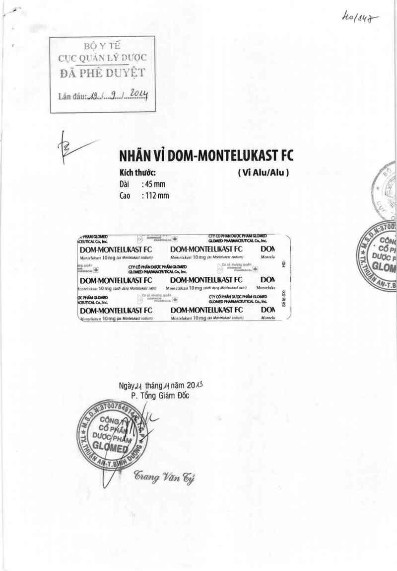 thông tin, cách dùng, giá thuốc Dom-Montelukast FC - ảnh 0