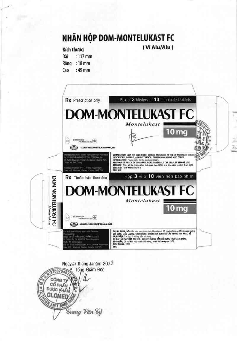 thông tin, cách dùng, giá thuốc Dom-Montelukast FC - ảnh 1