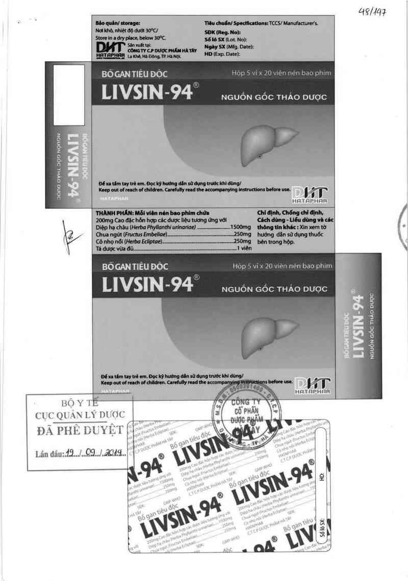 thông tin, cách dùng, giá thuốc Bổ gan tiêu độc Livsin-94 - ảnh 0